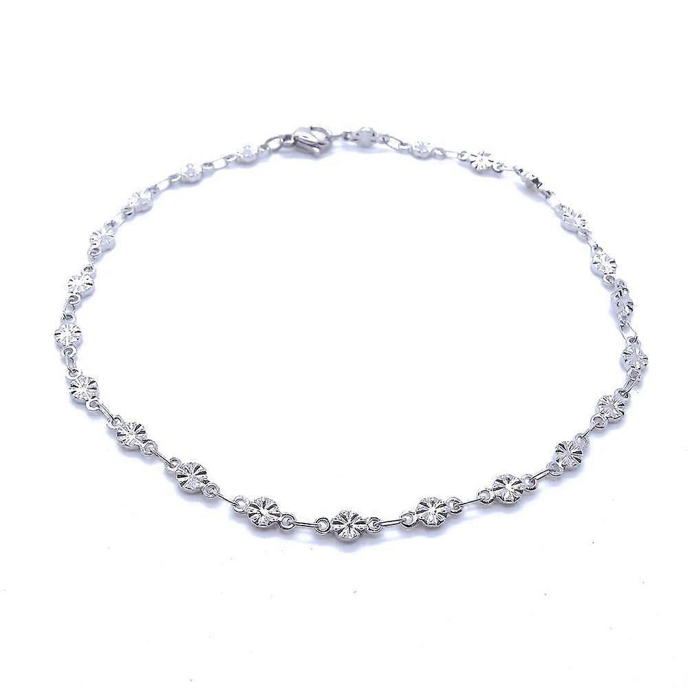 18k Gold Stainless Steel Anklet Women Daisy Charm 9"-11" Waterproof