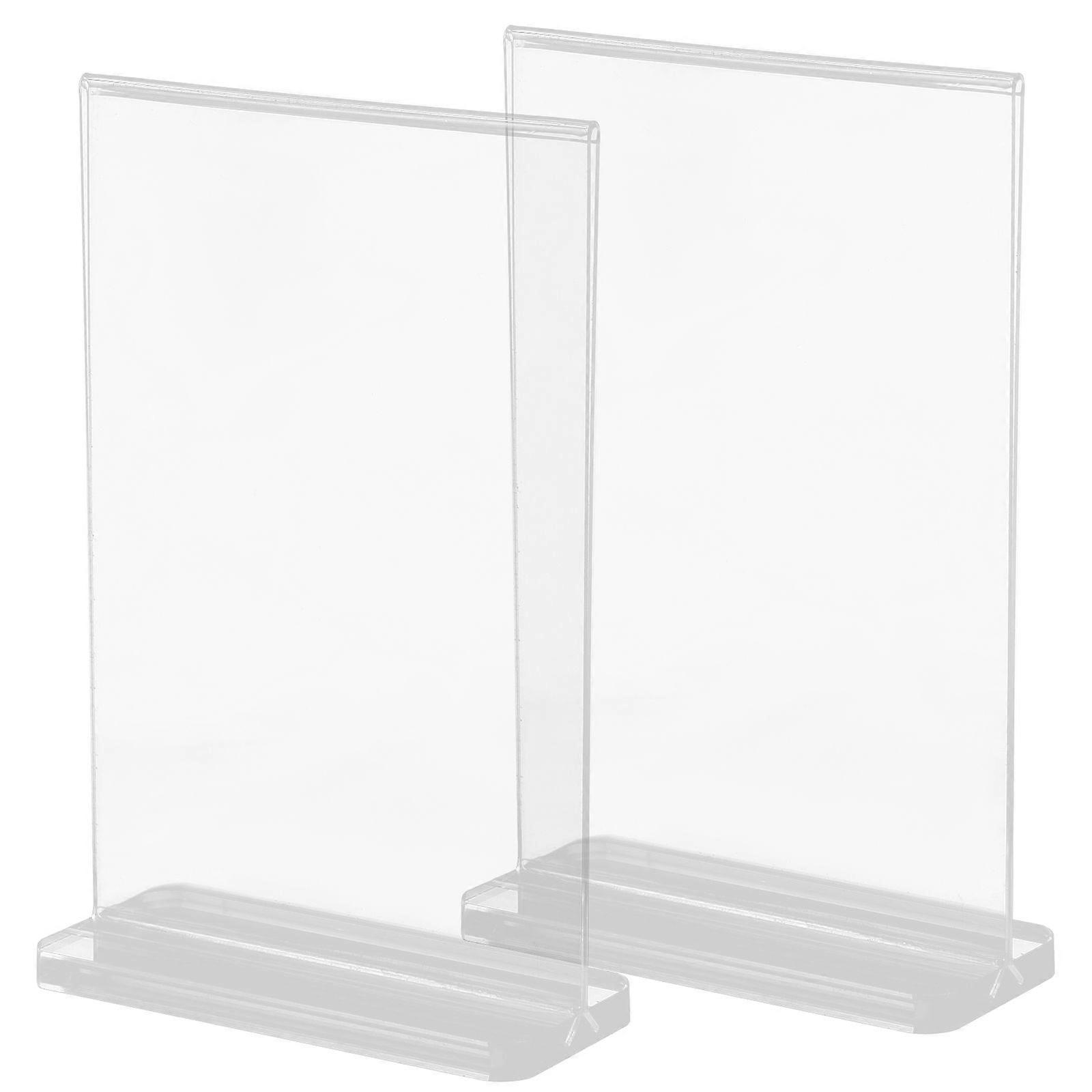 2pcs Acrylic Sign Holders Table Menu Stands Acrylic Frame for Office Restaurant