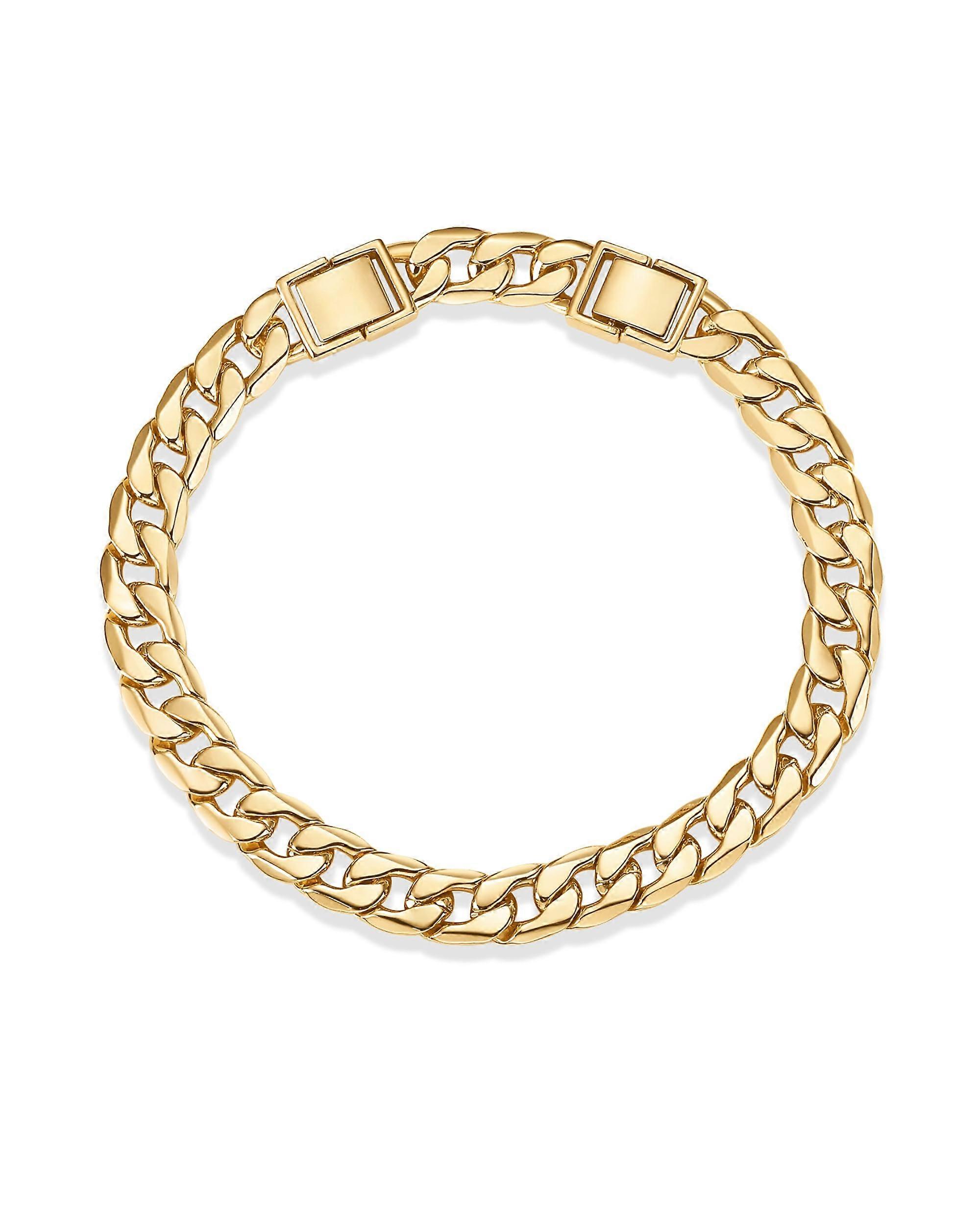 14k gold -plated chunky pavement chain for women. LIGHT FLAT PLACE CONNECTION CHAIN Hamser Yellow Gold
