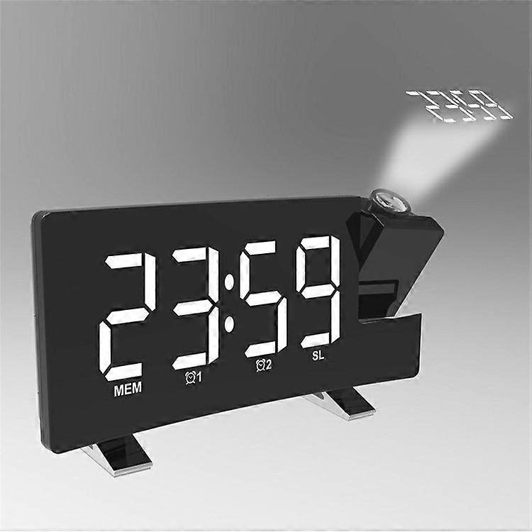 Electric Alarm Digital LED Screen Projection Clock FM Radio with Dual Alarm
