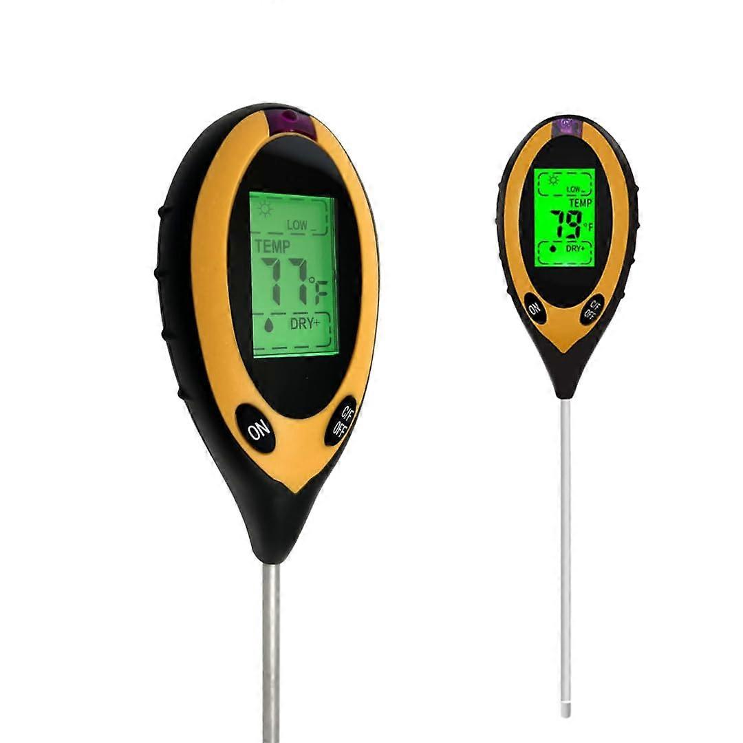 4in1 Soil Moisture Meter, High Precision, Digital Plant Temp/PH/Sunlight, Backlight LCD
