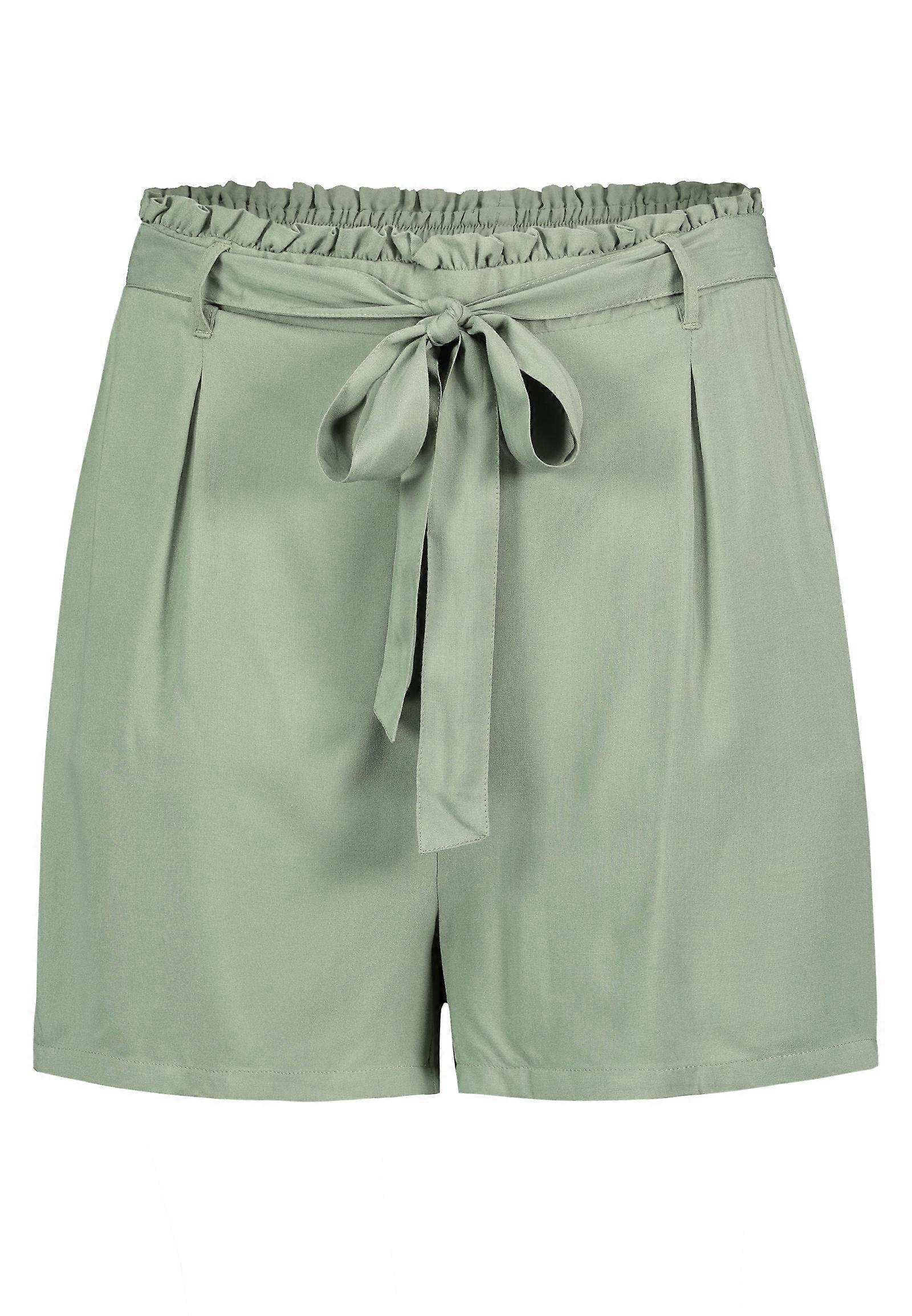 Fresh Made Ladies Bermuda Shorts with Elastic Paperbag Waistband and Tie Belt