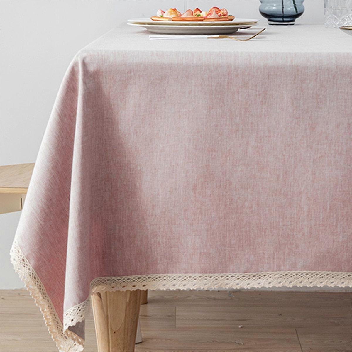 Artificial linen tablecloth with lace trim - waterproof/splash/stain/wrinkle-free/oil-proof tablecloth