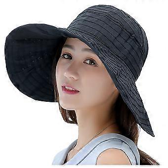 Sun-Visor-Hats for Women UV Protection Beach Ponytail Hat Foldable Summer Sun HatBlack)