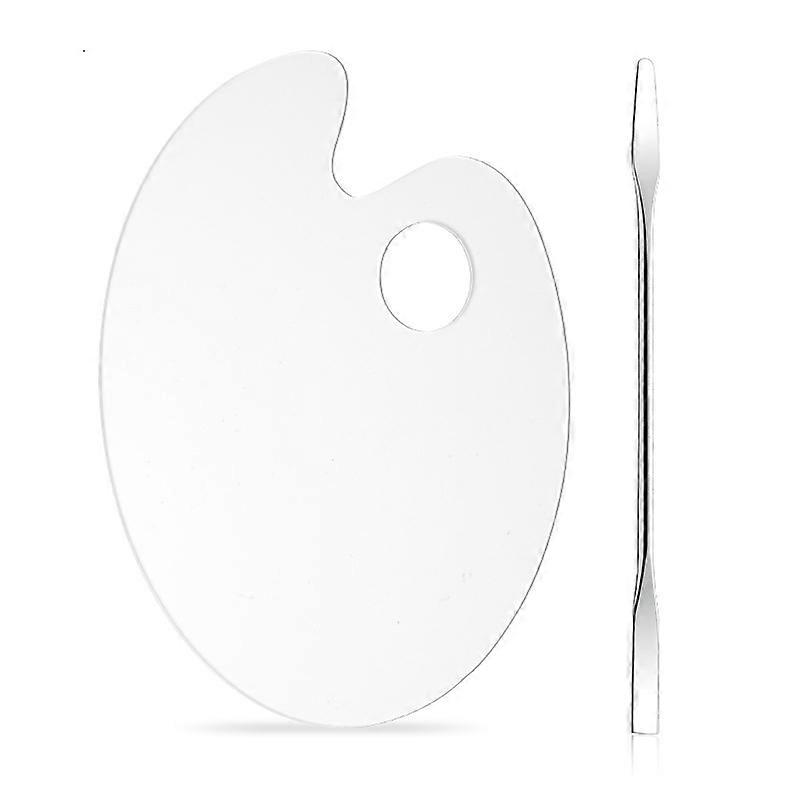 Acrylic Makeups Manicure Transparent Palette With Color Stick, Specification: Elliptical Plate+Stick