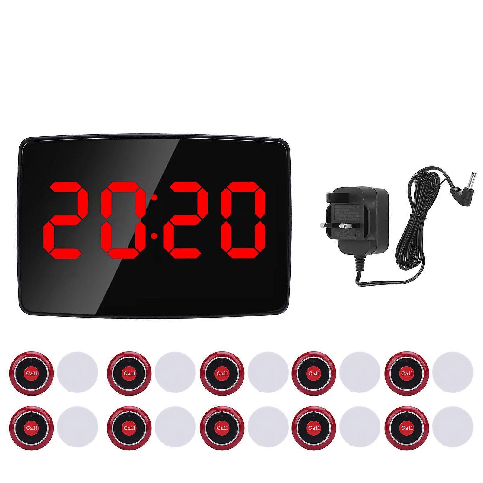 Wireless Calling System Restaurant Hotel Queuing Pager with 10 Table Bells 1 Receiver