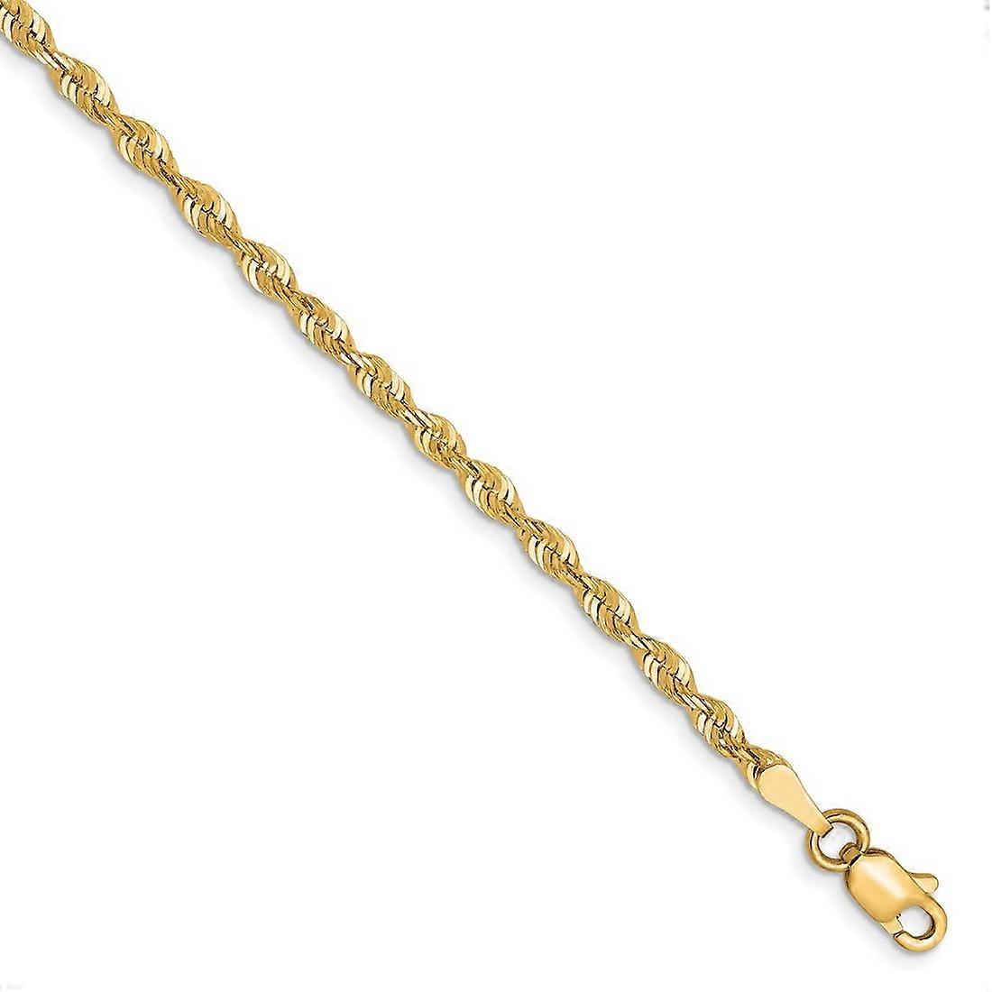 10Kイエローゴールド2.5mmスパークルカット軽量ロープチェーンブレスレットリンクブレスレット女性と男性用-長さ:7〜8