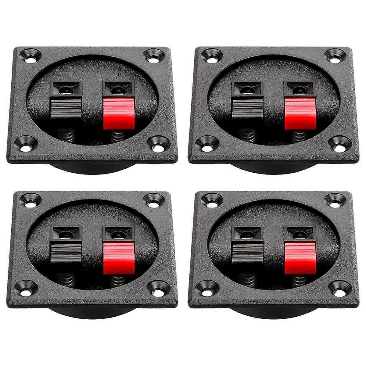 4PCS Haut-Parleur Boîte Terminal Tasse, Ressort Carré Subwoofer Boîte Terminal Binding Post Connecteur pour bricolage Haut-parleur de voiture à la maison