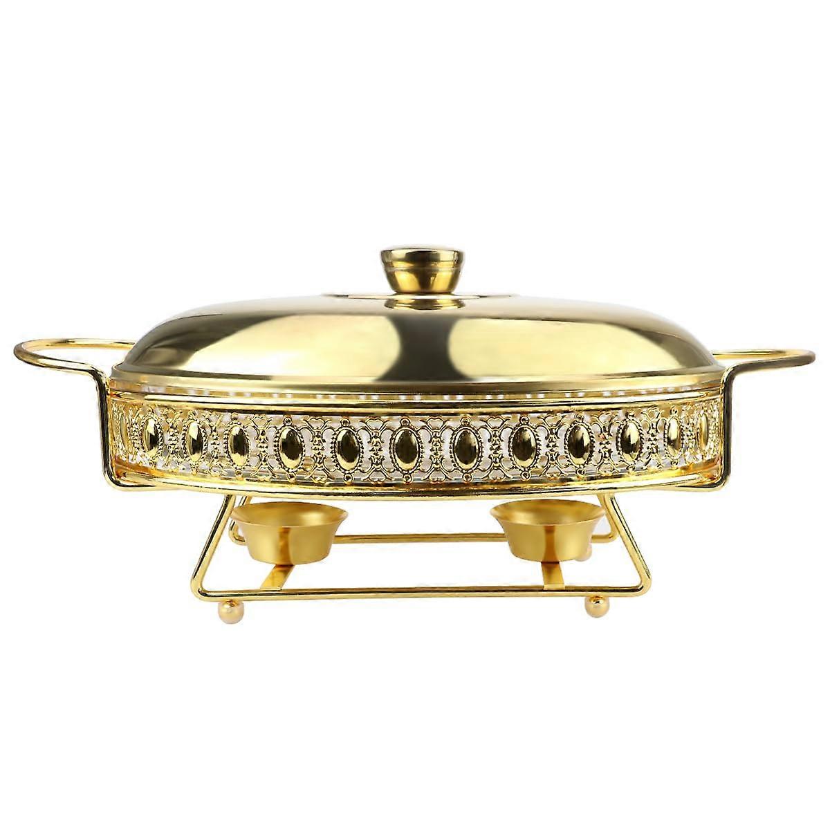 Chafing Dish Buffet Set Stainless Steel Oval With Covers 1.5L Gold Finish Buffet Server And Food Warmer For Parties