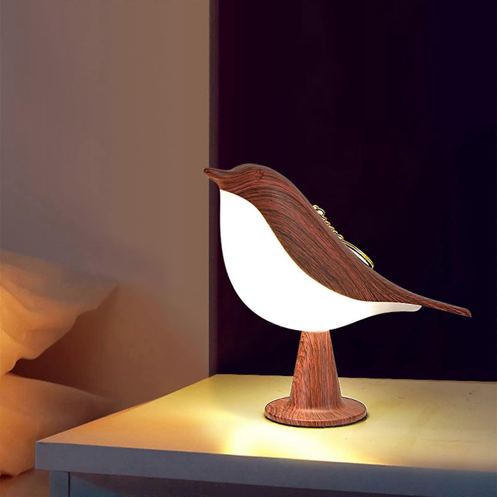 Mahogany LED Table Lamp, 3 Way Dimmable, Aroma Lamp with USB Port, Bird Lamp, Modern Night Light for Home Office