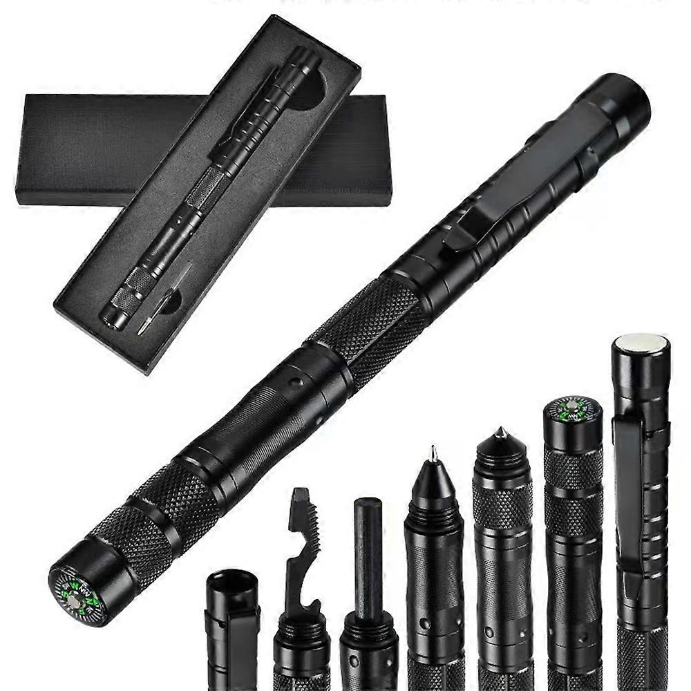 Tactical pen, EXCITED, aluminum, multi-function, with pen tip, LED, portable, black