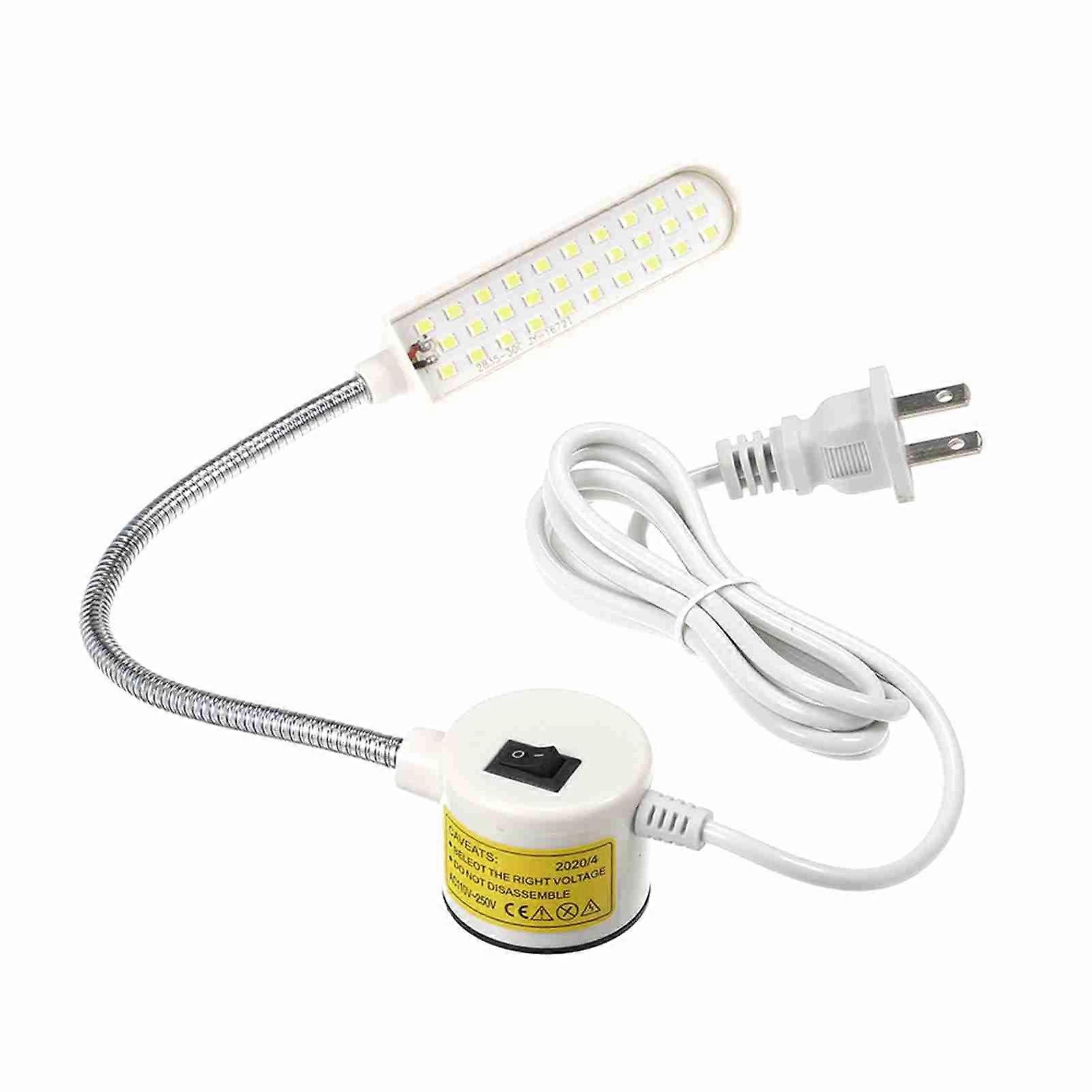 Sewing Machine LED Work Light 6W 30 LEDs Flexible Gooseneck Magnetic Base Power Switch AC110-250V Bright White Light for Enhanced Precisio