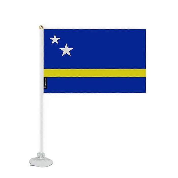 Flag - Curaçao - 20 x 30 cm - Durable polyester - Suction cup included - Double-sided