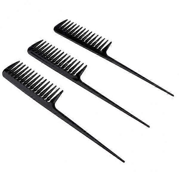 2-6pack 3Pcs Barber Plastic Hair Teasing Comb Lifting Back Combing Brush Rat
