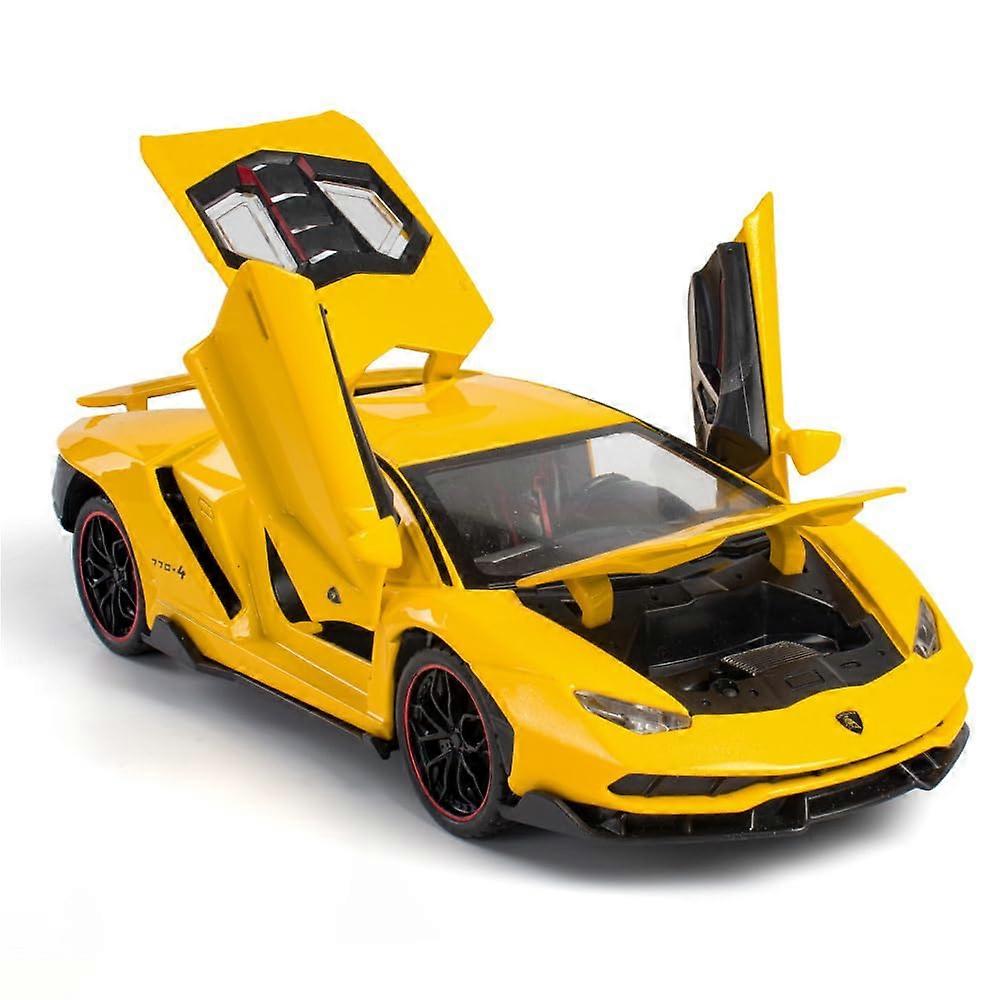 Toy Cars Model Sports Race Car 1/24 Scale Yellow Alloy Diecast Vehicle with Sound and Light Features