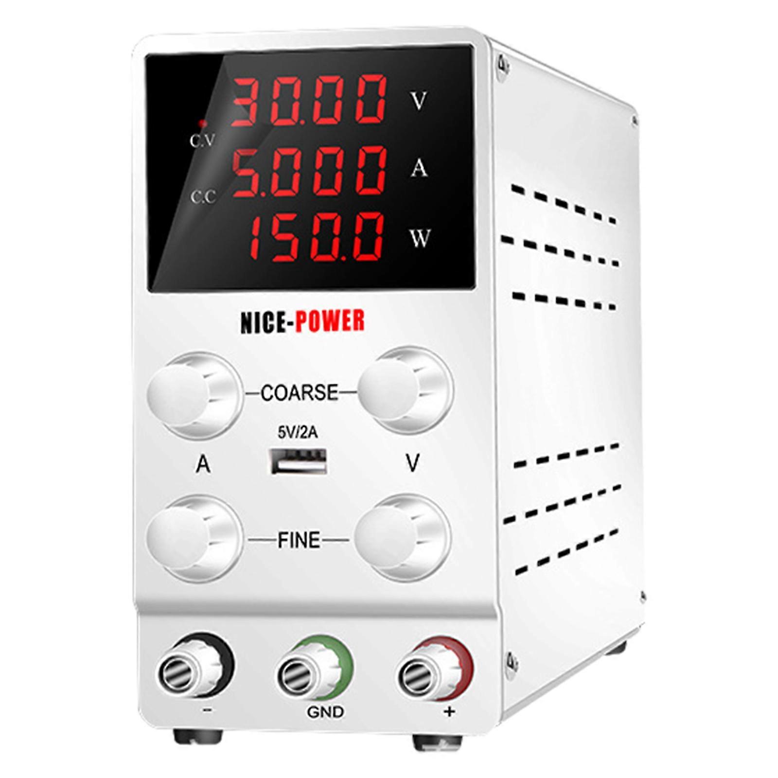 Laboratory Grade Power Supply 30V 10A With Encoders Adjustment and Multfunctionali Protective Systems Home Accessory  White