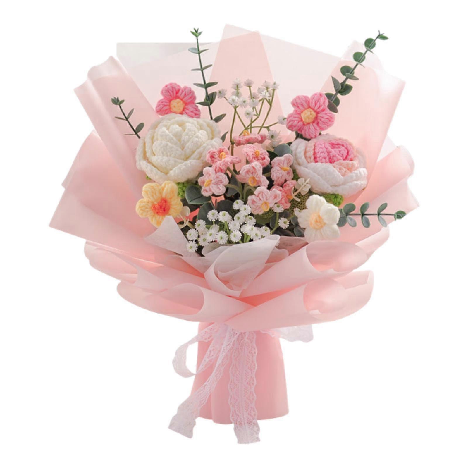 ママの妻のための完成したかぎ針編みの花束ギフト手作りニットブーケ