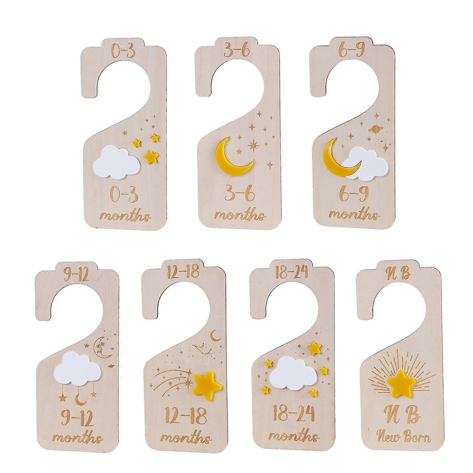 Set of 7 Baby Nursery Wardrobe Dividers Practical Sorting Panels Wood Closet Organizing Partition for Infant Clothes
