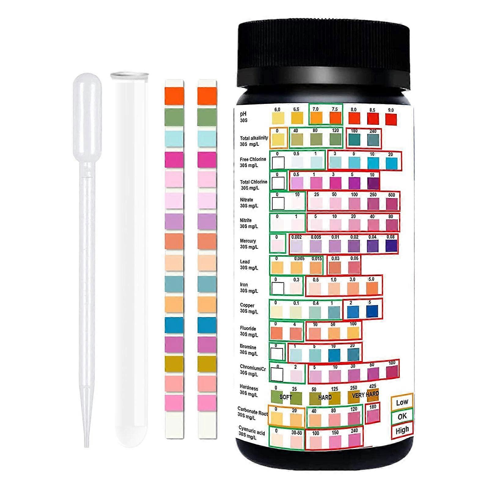 100 Piece pH Test Strips for Water Testing, Spa, Hot Tubs, Drinking Water Quality, Model 4203