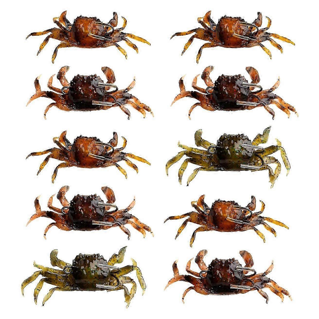 10PCS Artificial Crab Baits 3D Simulation Crab Lures with Sharp Hooks Sea Fishing Crab Bait Traps Fi