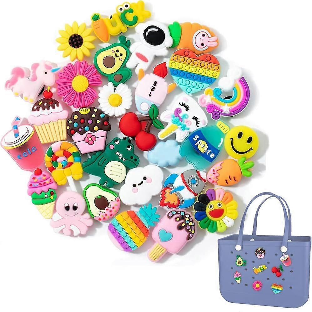 Taschenanhänger für Bogg-Bag-Zubehör, 30 Stück, PVC, niedliche dekorative Bogg-Bag-Anhänger für Strandtaschen, Gummitaschen-Zubehör
