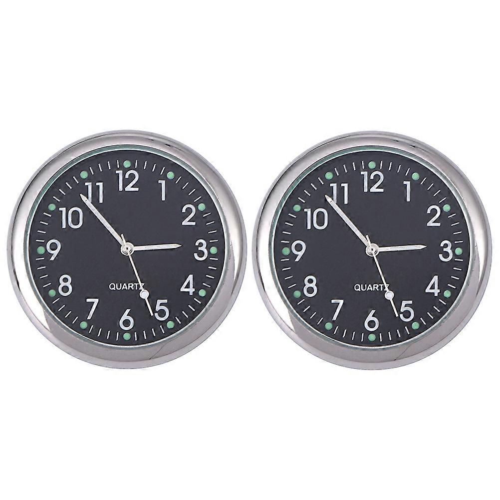 Durable Car Clock with Fluorescent Design for Dashboard Decor Black 2pcs