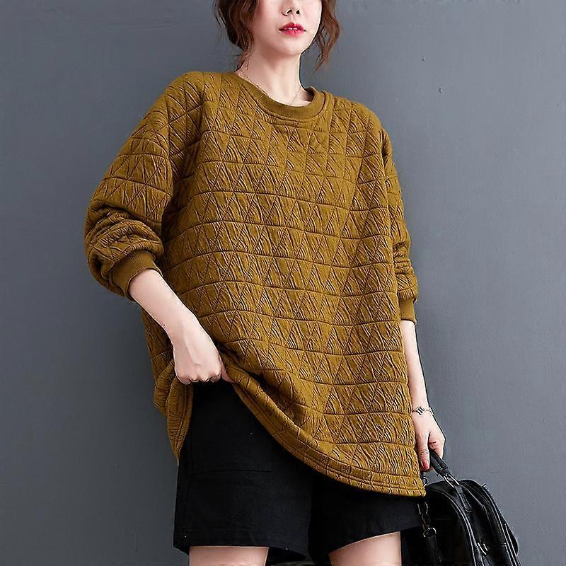 Plus Size New Sweatshirts Pullover Women Plaid Casual Autumn Loose Basic Oversize Tops