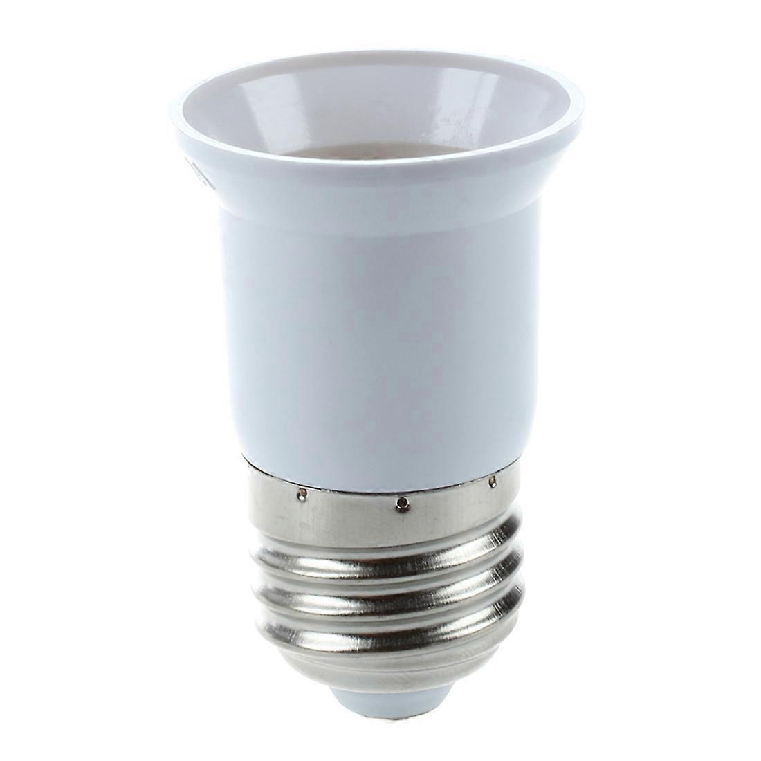 E27 to E27 Bulb Holder Silver Tone White Adapter Extender