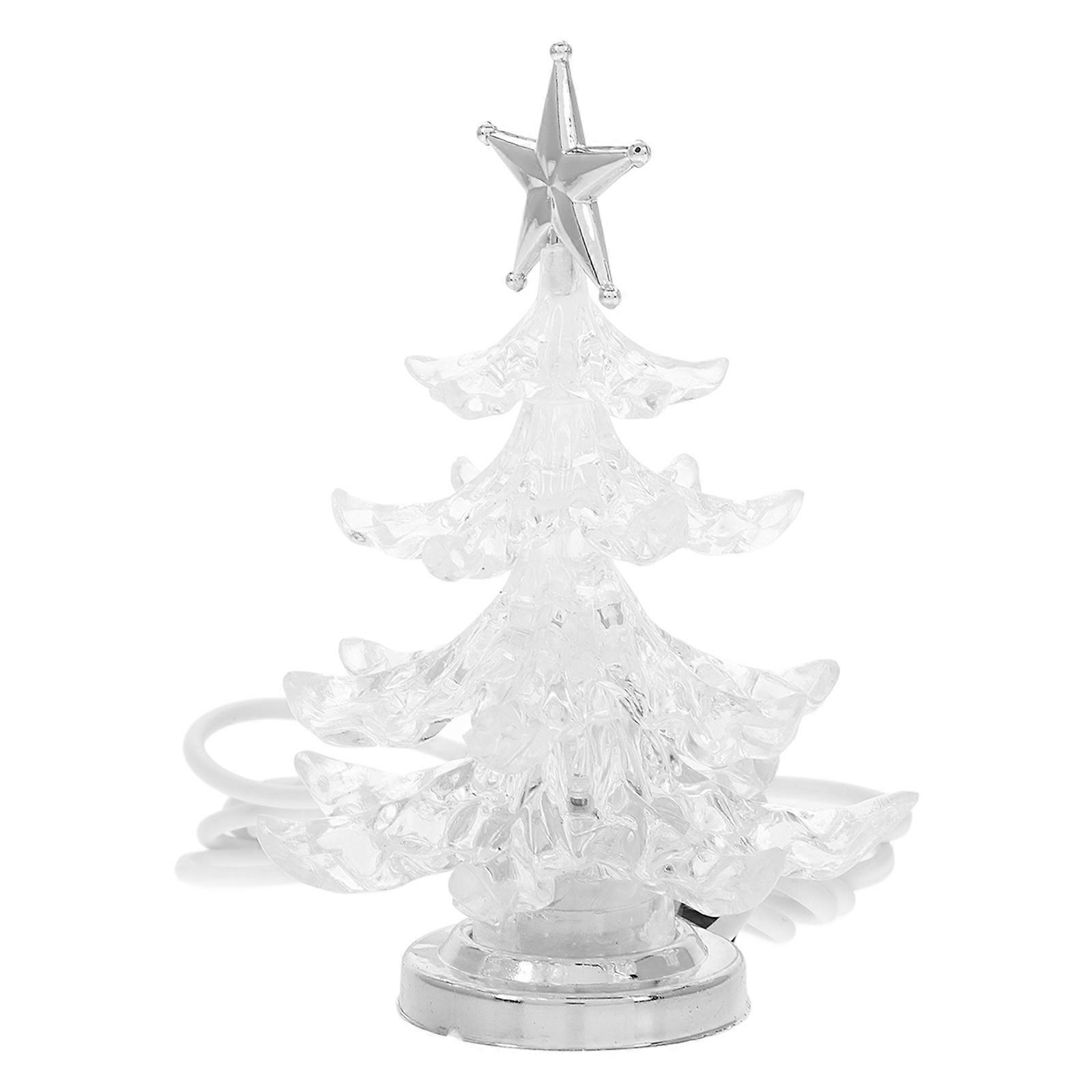 LED Christmas Light Glowing Christmas Tree USB Night Light Silver Table Lamp