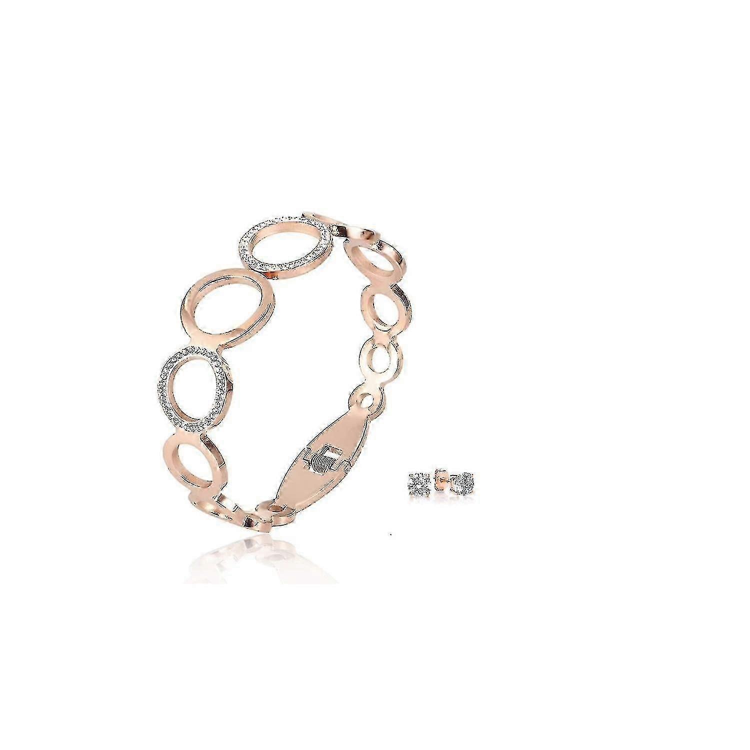 Bracelets Bangle And Earring Set Crystals Rose 2 Pack