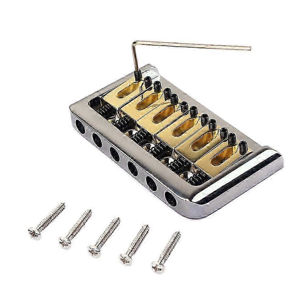6 Strings Hardtail Saddle Bridge with Wrench and Screws for Fender Strat Electric Guitar Replacemen