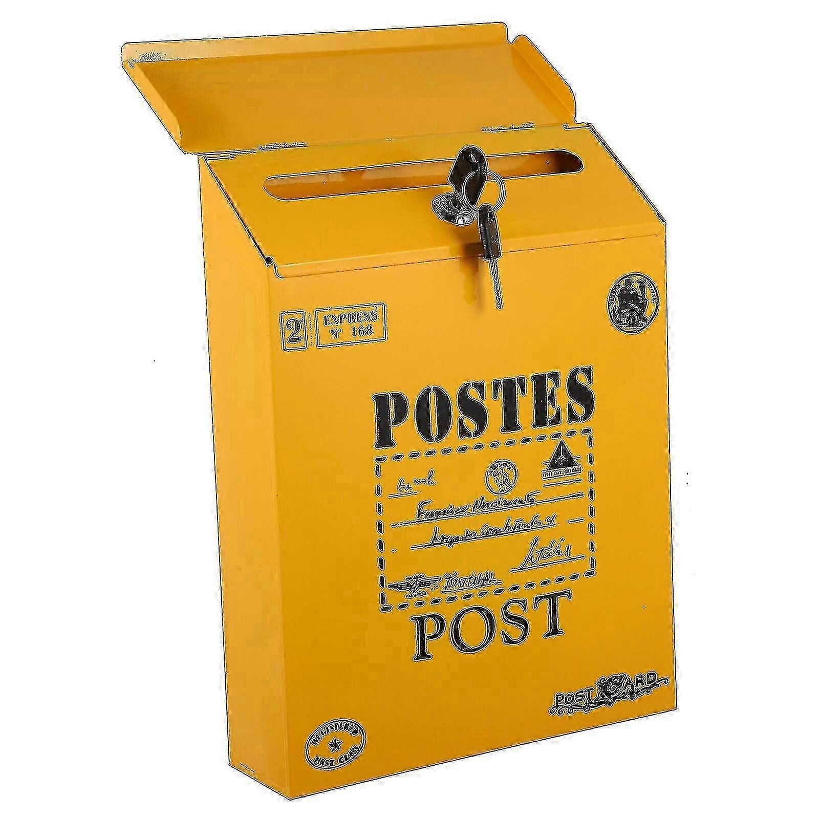 Retro Wall Mounted Lockable Mailbox for Receiving Newspapers and Letters