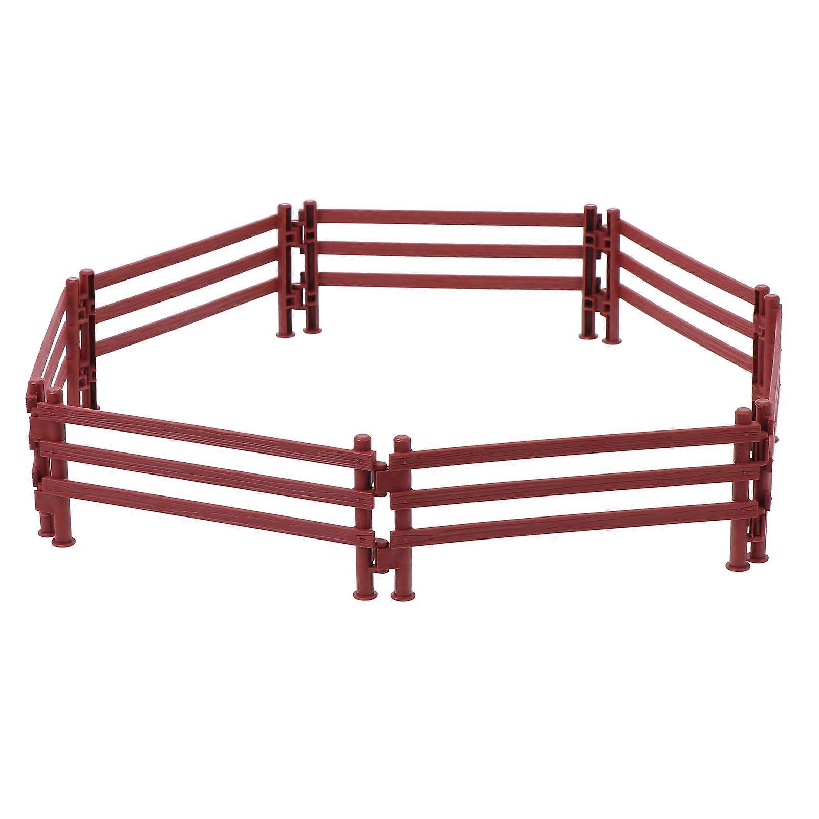 20pcs Mini Farm Fence Panels, Brown Plastic Horse Fencing Accessories for Imaginative Play, DIY Garden Models, and Simulated Farm Borders for Parent
