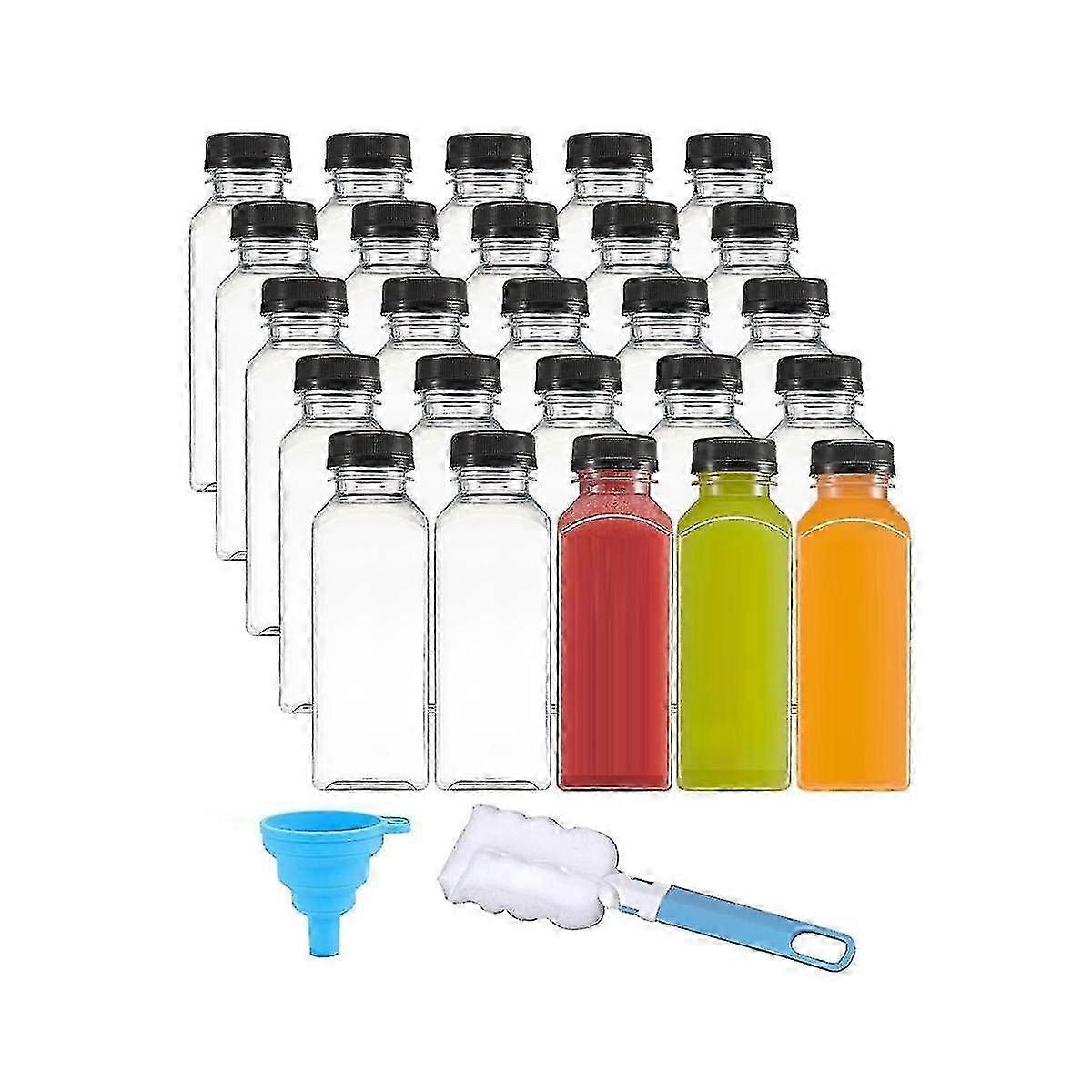 12oz Reusable Plastic Juice Bottles Clear Juice Containers suitable for Beverages like Juices, Water, Smoothies, and more