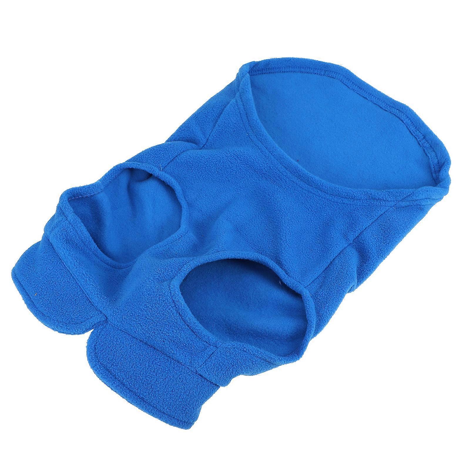 Dog Winter Clothes Pet Apparel Plush Fleece Warmth For Winter Use Blue L 1Pc