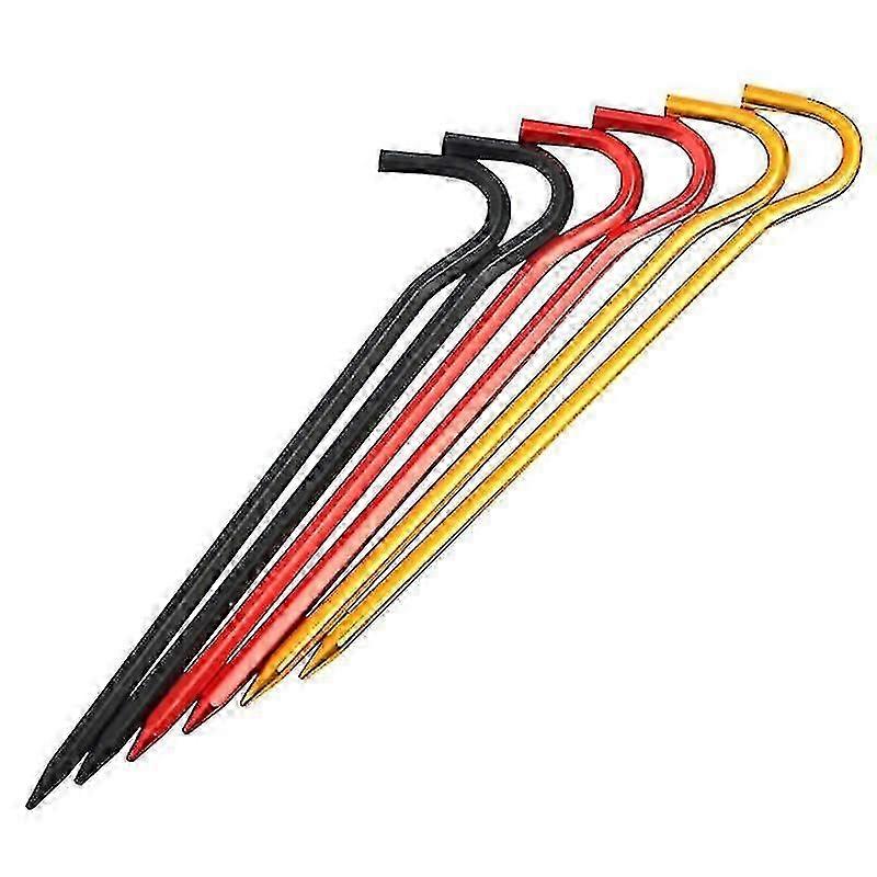 Aluminium Tent Stakes Camp Pegs Camping Stakes Outdoor Camping Canopy Nail(6 Pcs, Black, Red, Yellow)