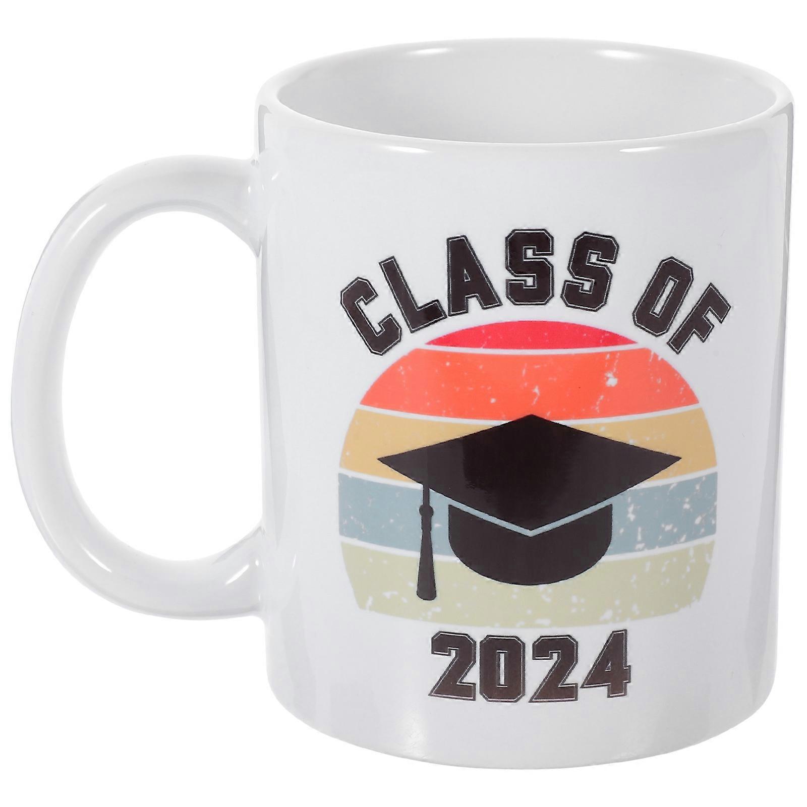 Unique Cup Ceramic Mug for Graduates Daily Use Brown Round with Handle Heat-Resistant 1Pack