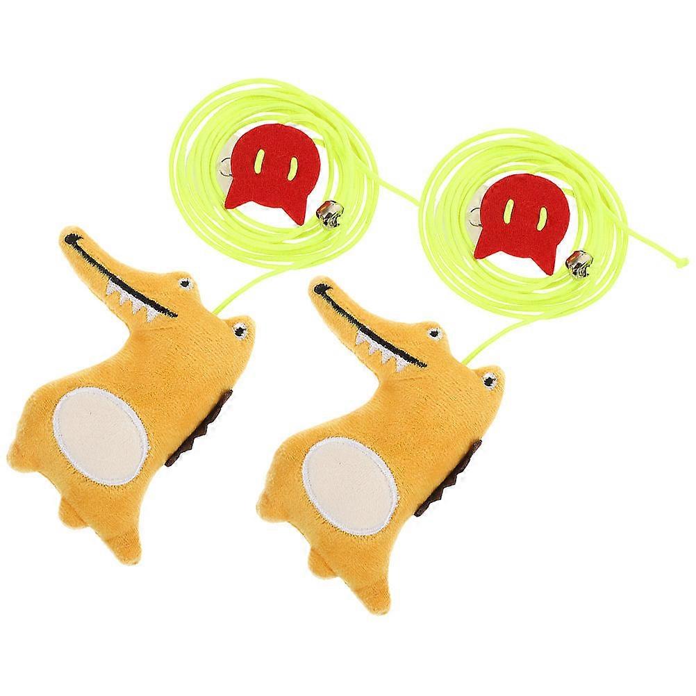 Interactive Play Retractable Cat Toy Kitten Teaser Toy Indoor Playtime 10x10cm Elastic Rope 2Pcs