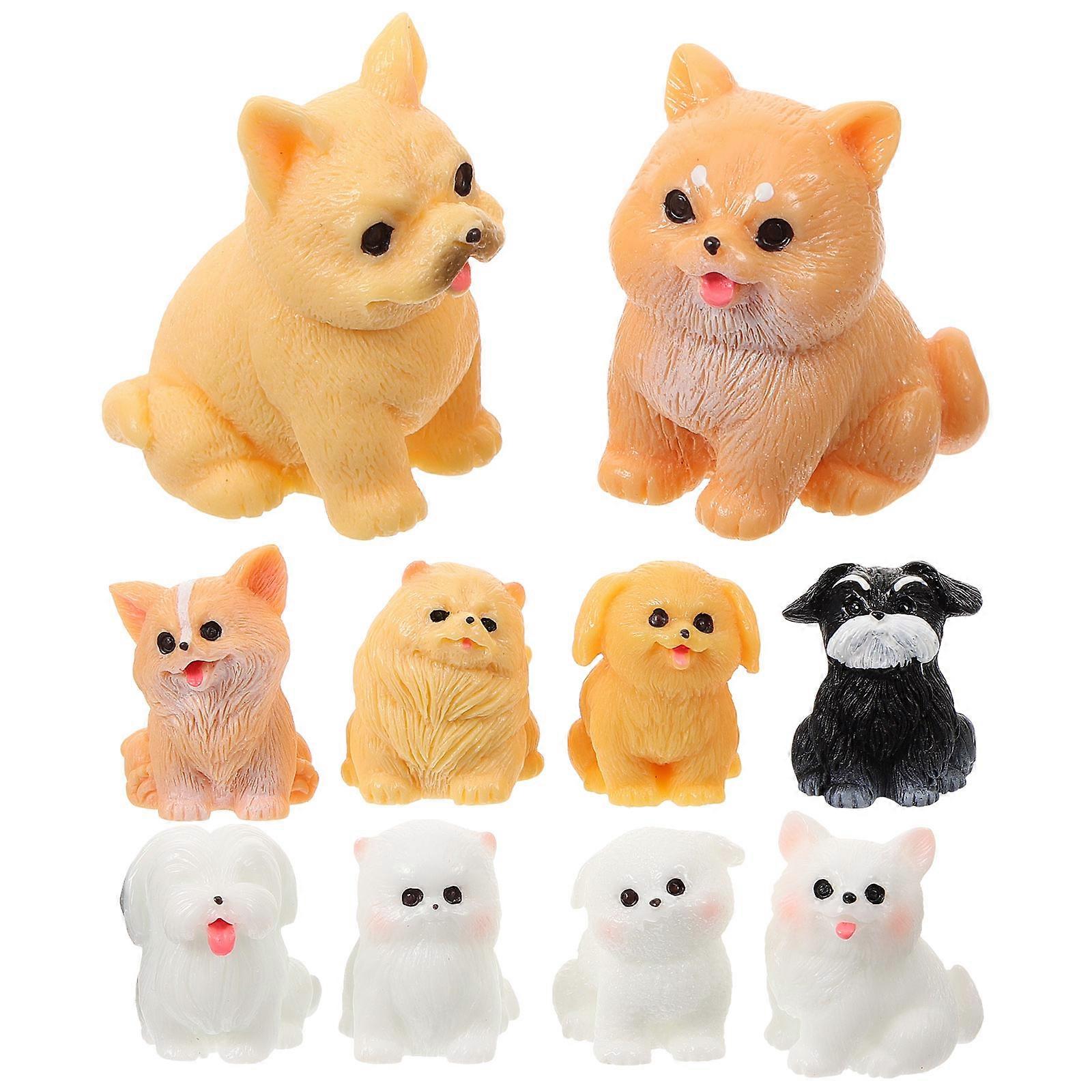 Small Dog Figurine Resin Ornaments For Garden Decoration Colorful Miniature Dog Figure 1.18X1.18X0.79in 10Pcs