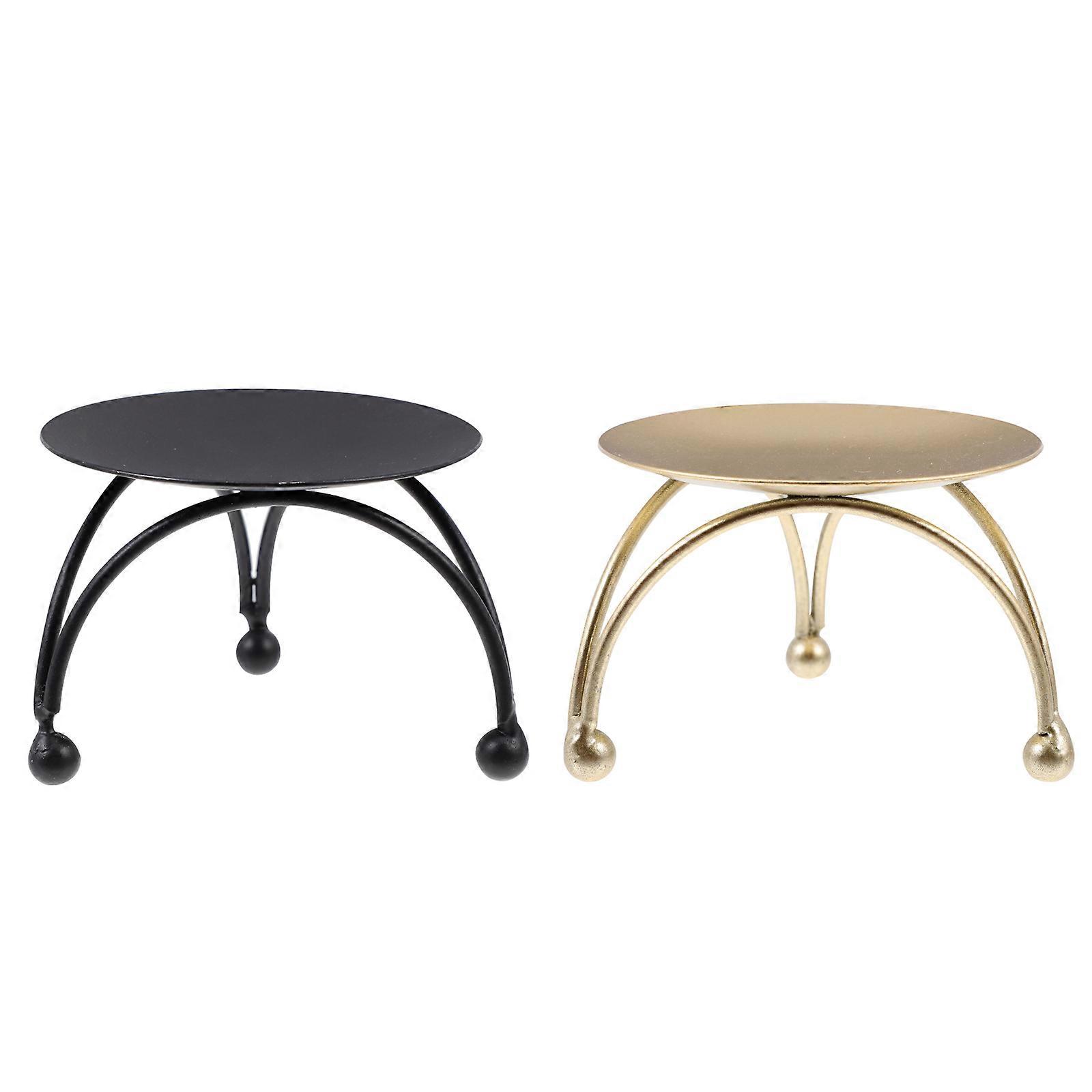 Retro Candlestick Holders Small Candlestick Iron Material for Desktop Decoration 2Pcs