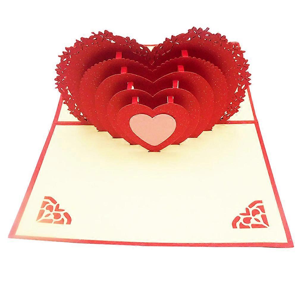 Heart Greeting Cards Handmade 3D Up Love Heart Shape Valentines Lovers Valentine's Day Red Speciality Paper 1Pack