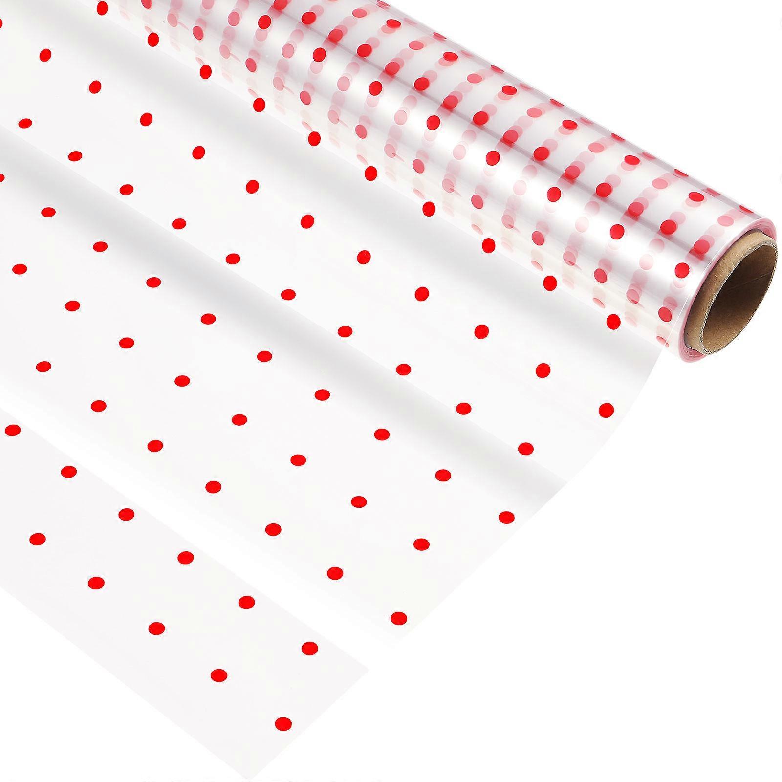 Stobok Cellophane Wrap Red Dots Pattern Design for present Baskets 3000x40cm Moisture Protection 1Pcs