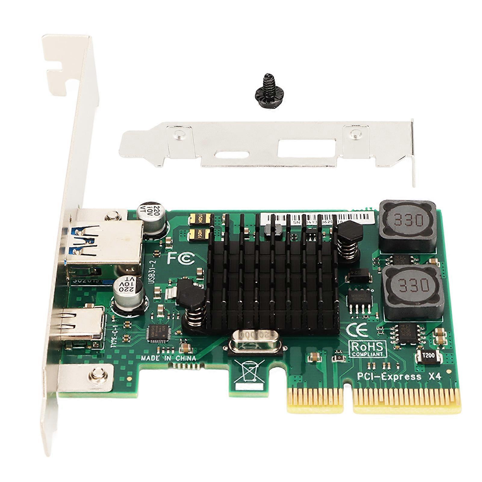 Self-Powered PCIE to USB 3.1 Expansion Card 2 Ports 1 x USB C 1 x USB A 10 Gbps USB 3.1 Gen 2 PCIE