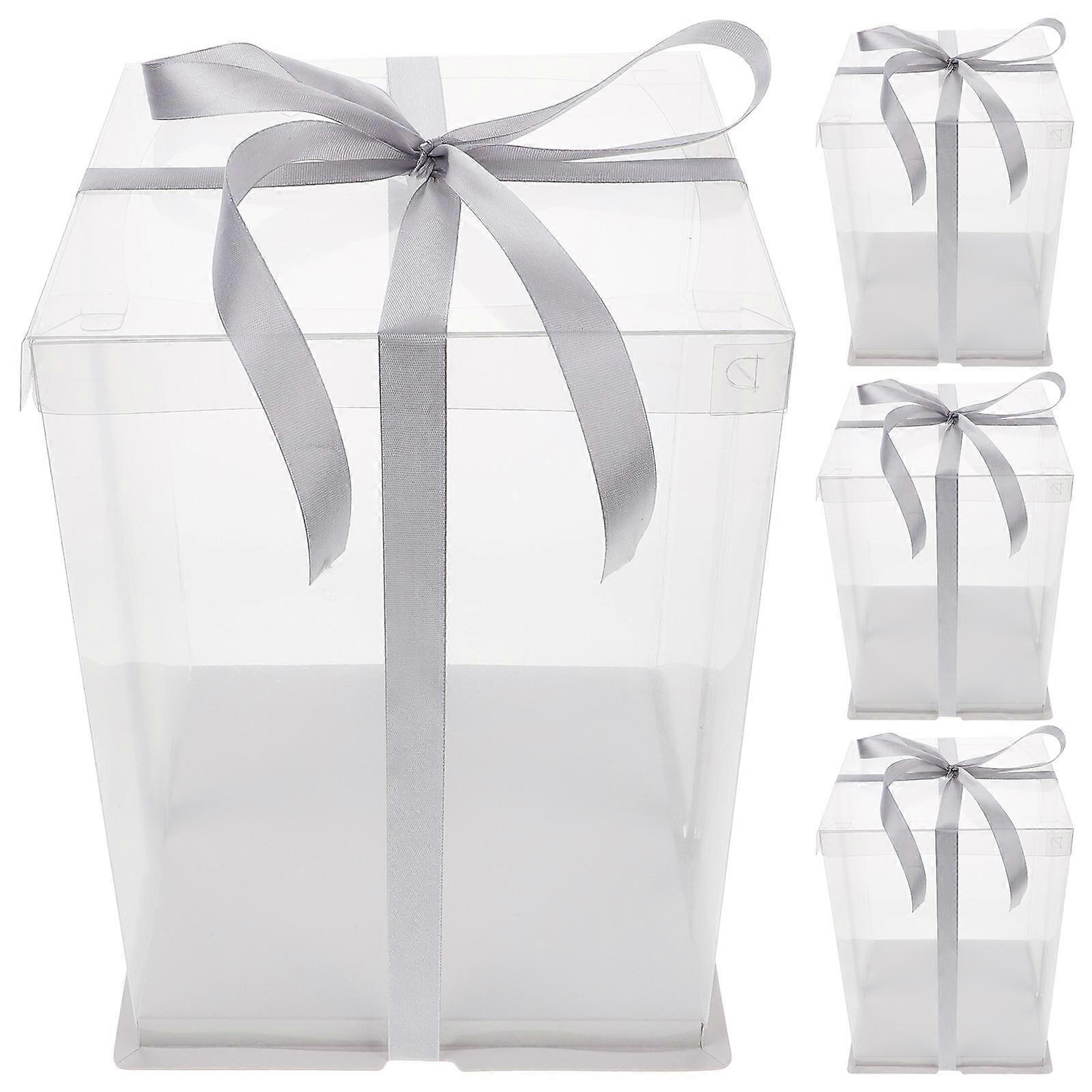 Bakery Transparent Cake Boxes For Birthday Waterproof 4Pcs
