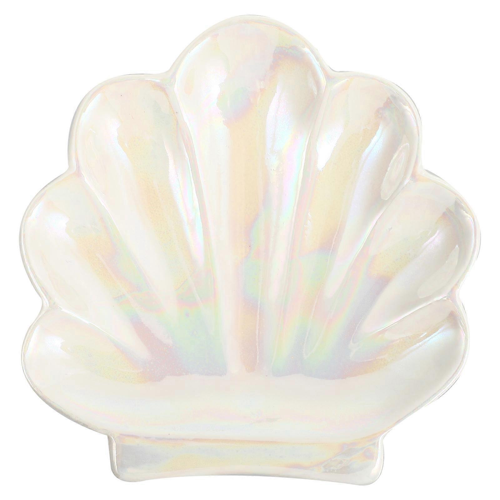 Seashell Plate Seashell Modeling Storage Tray Daily Life Ceramic Whiteware 10.5X10X1CM Photo Prop 1Pc