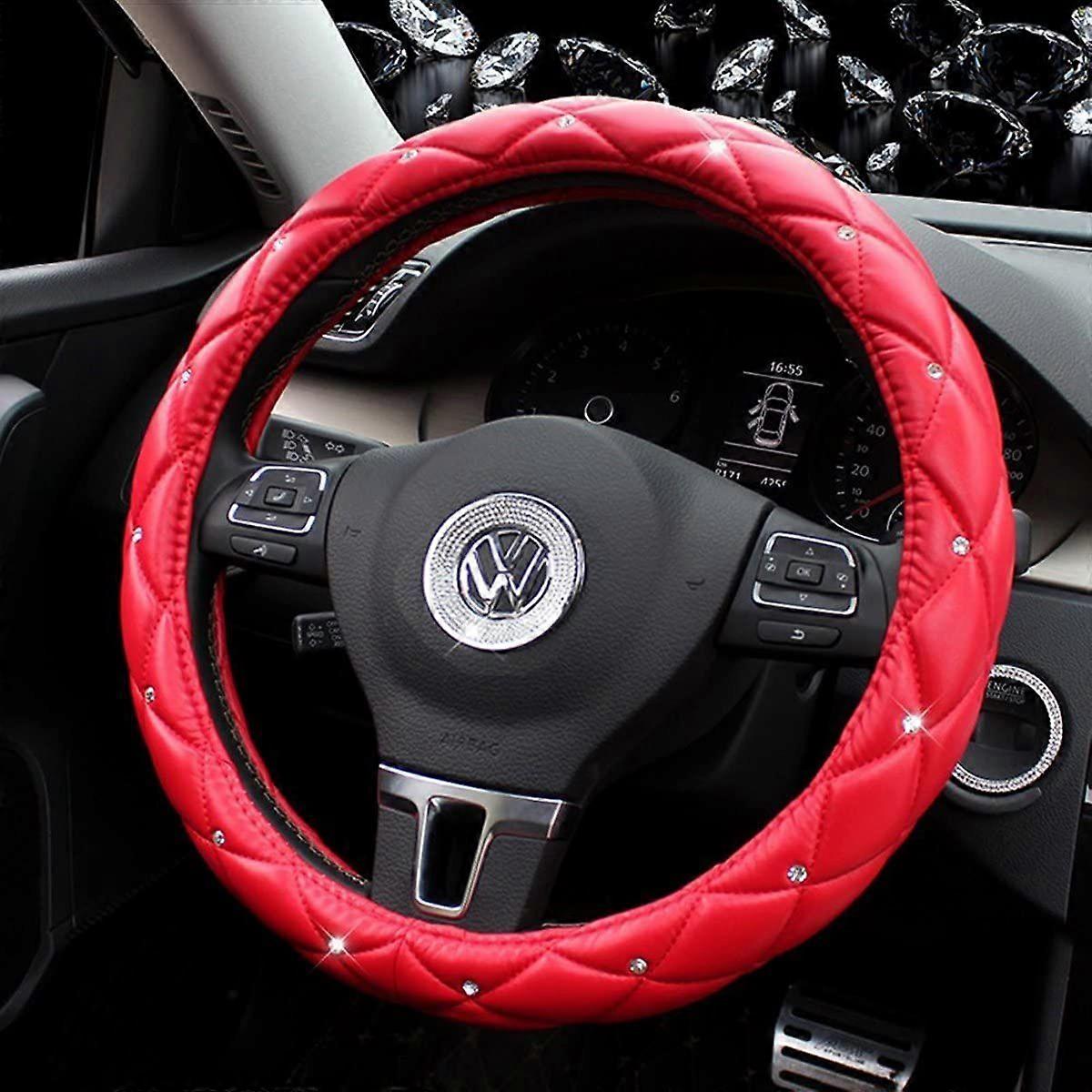 Mikrofaser Leder Auto Auto Lenkrad Abdeckung, Anti Slip Universal 15 Zoll, Rot