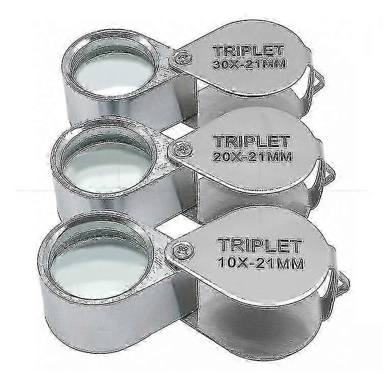 3 stuks verlichte sieraden loop vergrootglas 10x 20x 30x vergrootglas loep juweliers eye loup led / uv pocket vergrootglas voor close work rock collectin