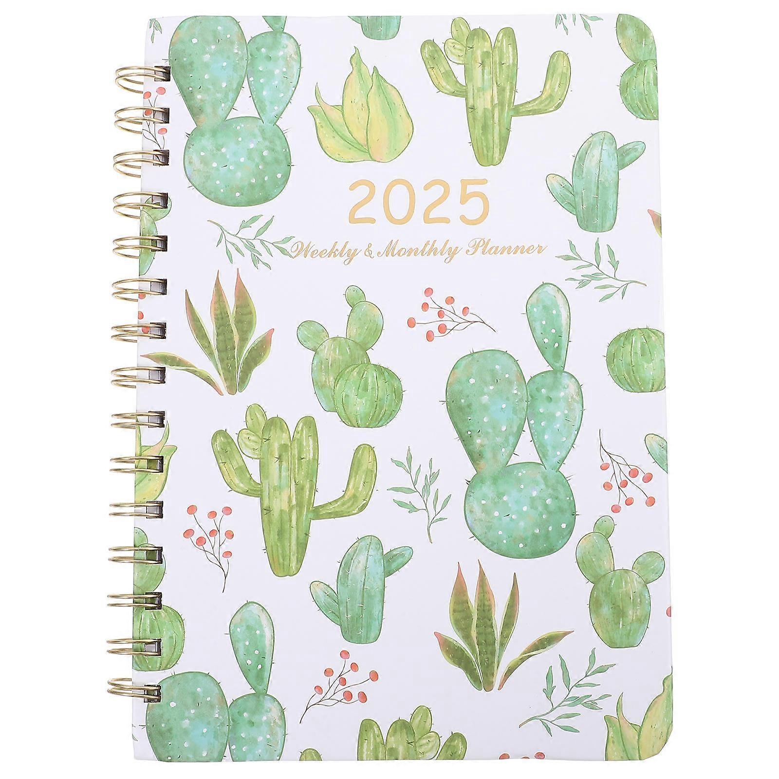 Cute Cactus Academic Planner A5 Notebook From January 2025 December 2025 For Teachers Students Professionals 1Pcs