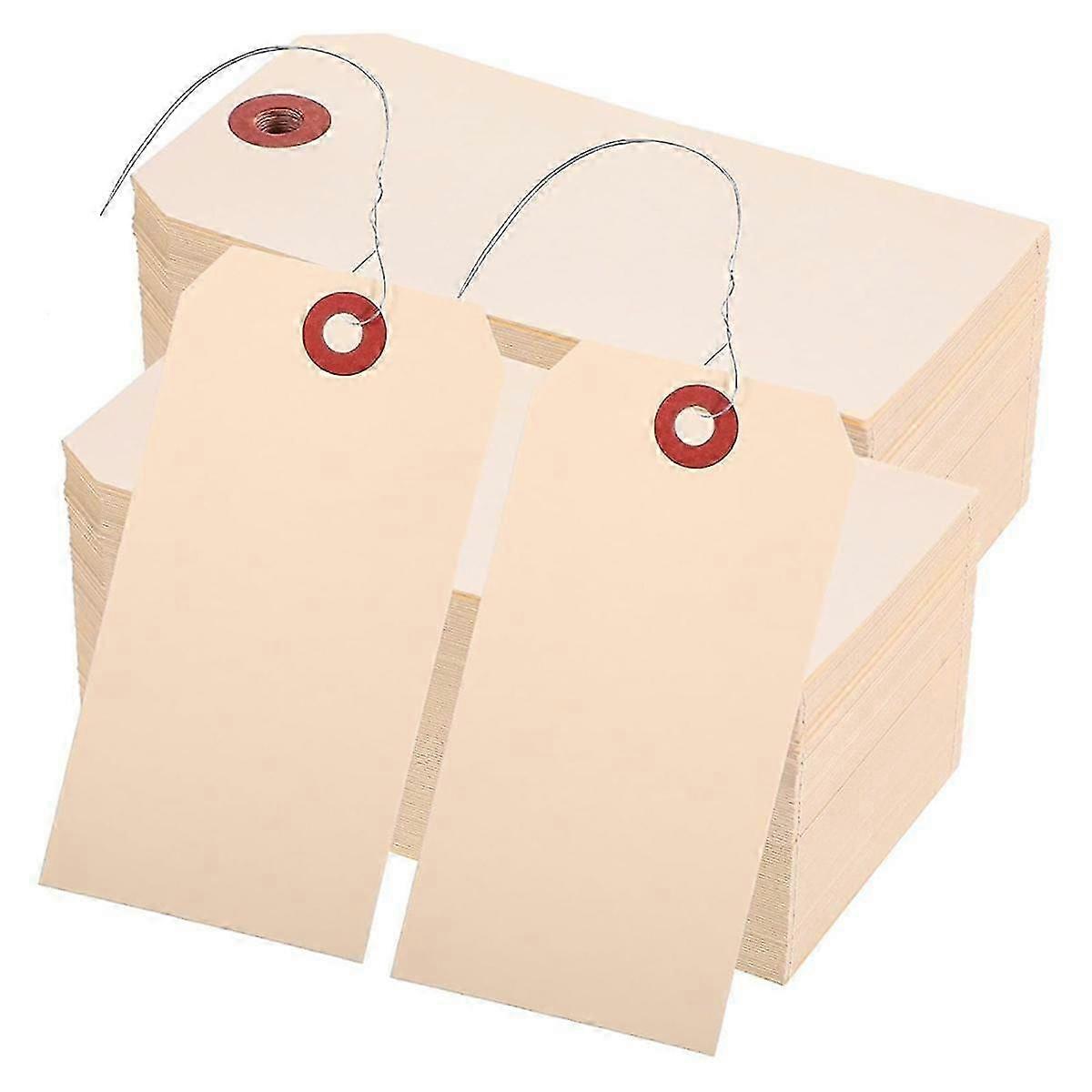 400 Pcs Wire Tags Blank Shipping Tags with Wire Manila Tags Label Hanging Tags with Reinforced Hole