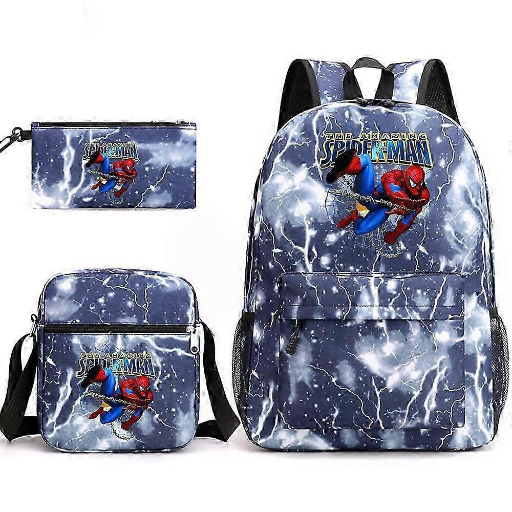 Spider-Man School Bag Backpack Pencil Case Shoulder Bag Three-piece Set _16
